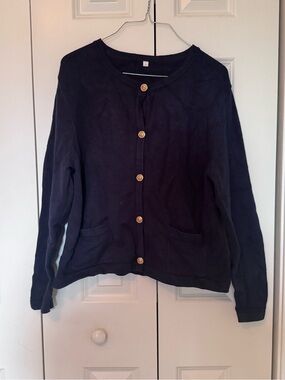 Women’s Navy Button-Front Cardigan Sweater